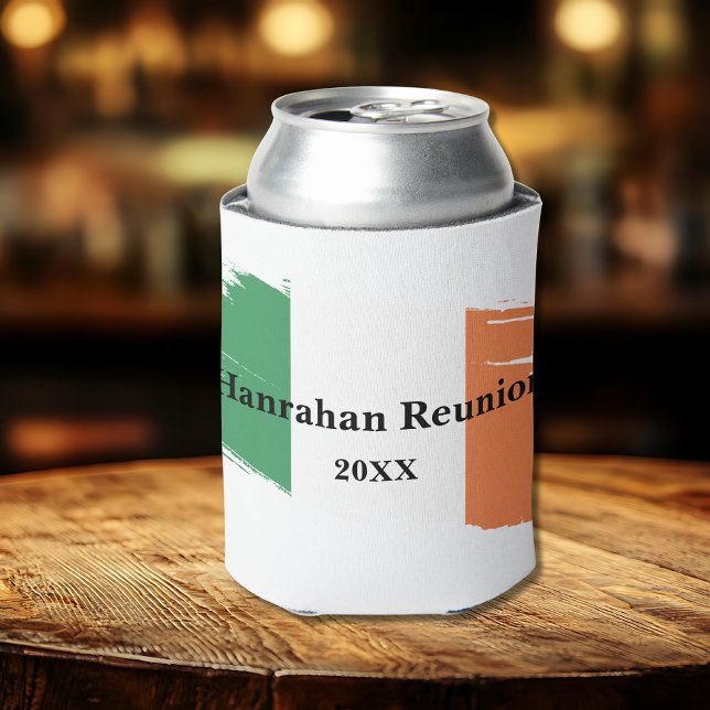 Irish Surname Name Custom Flag Colors Reunion Can Cooler (Creator Uploaded)