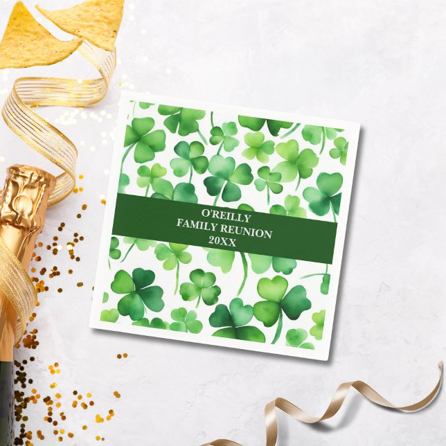 Irish Surname Watercolor Shamrock Napkins (Creator Uploaded)