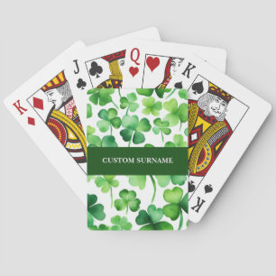 Irish Surname Watercolor Shamrock Poker Cards