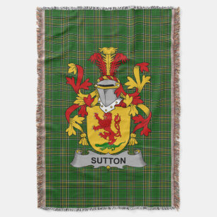 Irish Sutton Coat of Arms Family Crest Ireland Throw Blanket