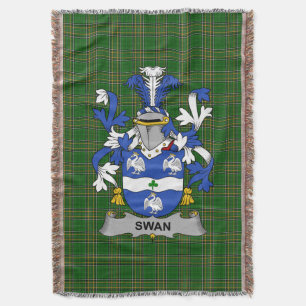  Irish Swan Coat of Arms Family Crest Ireland Throw Blanket