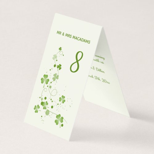 Irish swirly shamrock Table number Business Card