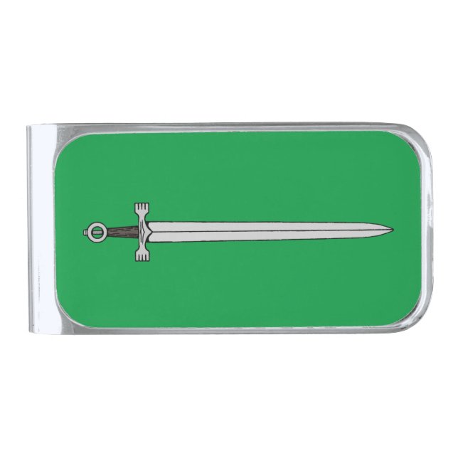 Irish Sword Silver Finish Money Clip (Front)