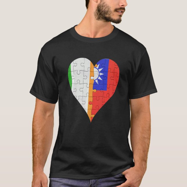 Irish Taiwanese Flag Heart T-Shirt (Front)