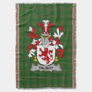 Irish Talbot Coat of Arms Family Crest Ireland Throw Blanket