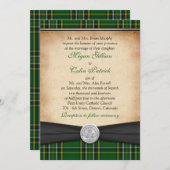 Irish Tartan Celtic Claddagh Lucky in Love Wedding Invitation (Front/Back)