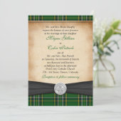 Irish Tartan Celtic Claddagh Lucky in Love Wedding Invitation (Standing Front)