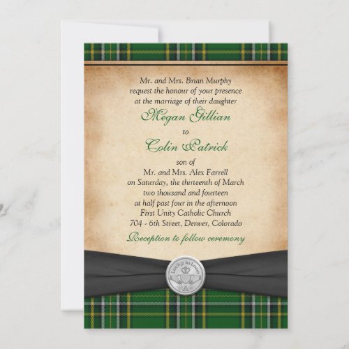 Irish Tartan Celtic Claddagh Lucky in Love Wedding Cards
