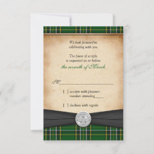 Irish Tartan Celtic Claddagh Lucky Wedding RSVP