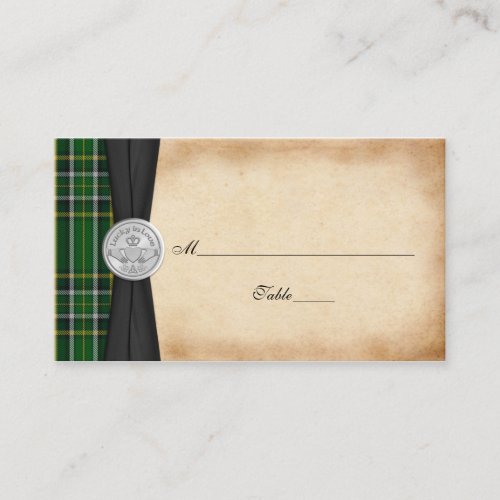 Irish Tartan Celtic Claddagh Wedding Place Cards Business Card Template