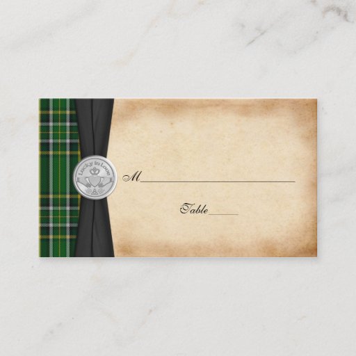 Customizable Irish Tartan Celtic Claddagh Wedding Place Cards Business Card Template