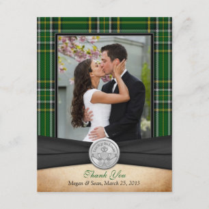 Irish Tartan Celtic Claddagh Wedding Thank You Card