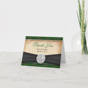 Irish Tartan Celtic Claddagh Wedding Thank You Card