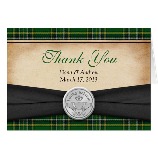 Irish Tartan Celtic Claddagh Wedding Thank You Card