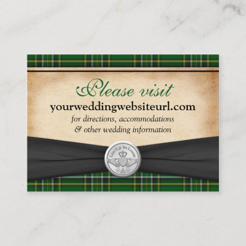 Irish Tartan Claddagh Wedding Website Insert Card Business Cards