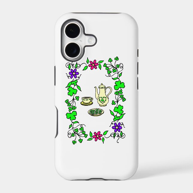 Irish Tea Set Theme St. Patrick's Day iPhone Case (Back)
