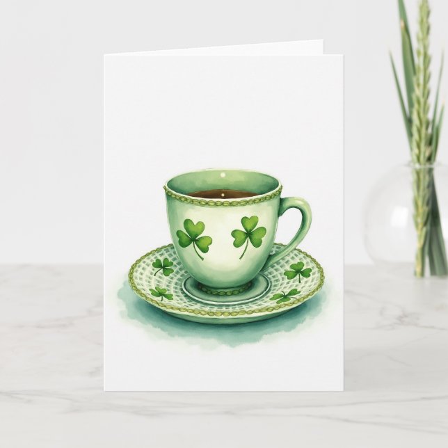 Irish Teacup Watercolor Art Card (Front)