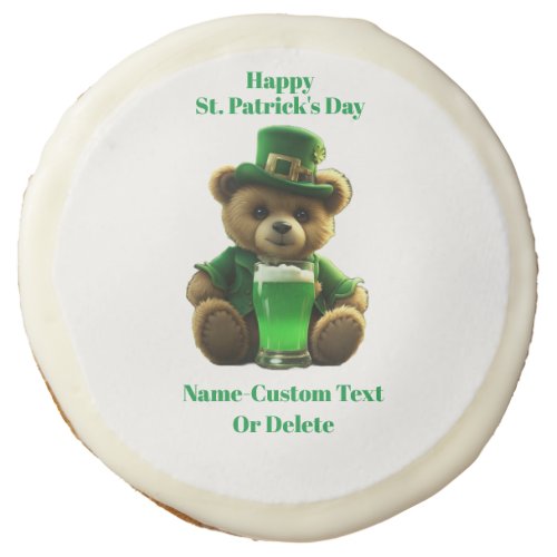 Irish Teddy Bear St Patricks Day Sugar Cookie