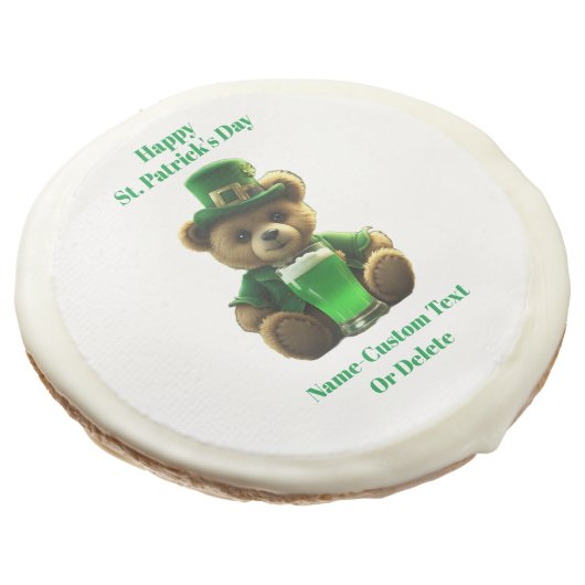 Irish Teddy Bear St. Patrick's Day Sugar Cookie (Angled)