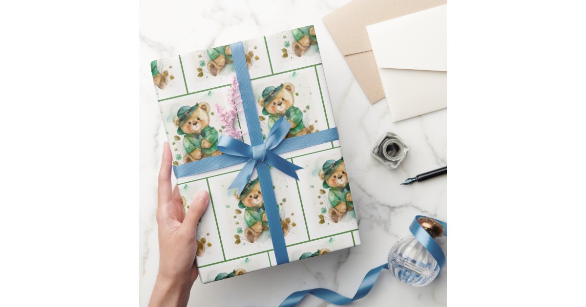 Irish Teddy Bear Wrapping Paper