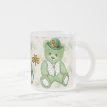 Irish Teddybear - Green Frosted Glass Coffee Mug by Spice at Zazzle
