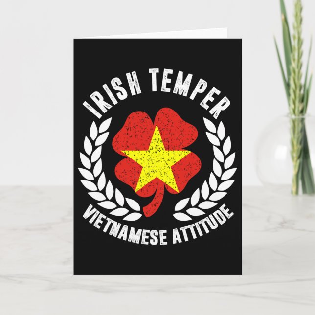 Irish Temper Vietnamese Attitude Flag St Patrick's Card (Front)