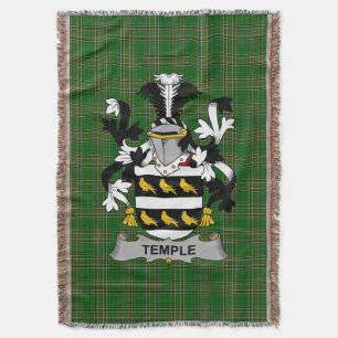 Irish Temple Coat of Arms Family Crest Ireland Throw Blanket