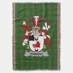 Irish Tennent Coat of Arms Family Crest Ireland Throw Blanket