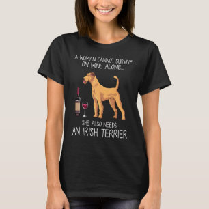 Irish Terrier And Wine Funny Dog Fitted T-Shirt