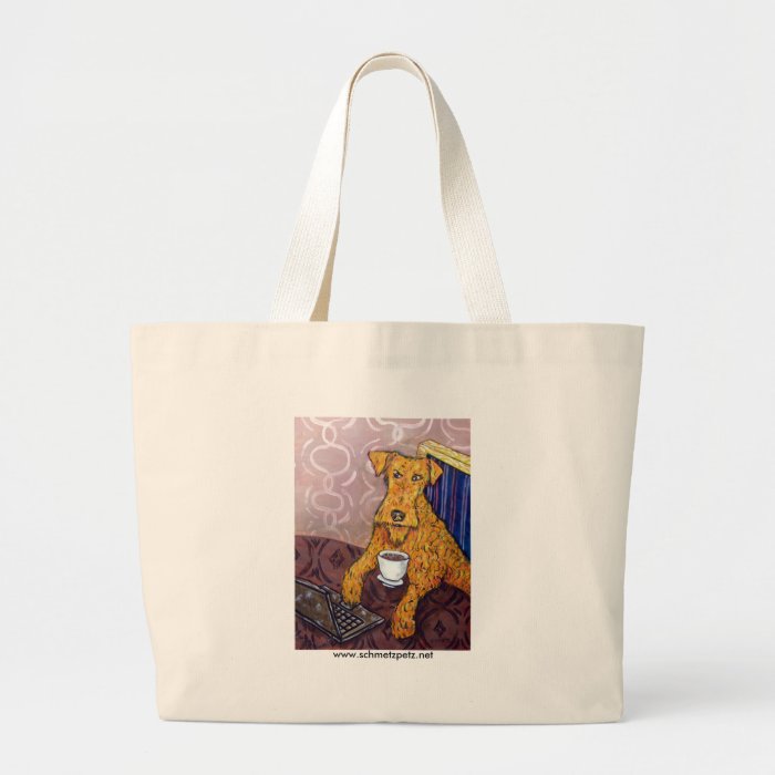 Irish Terrier at the Coffee Shop Tote Bags