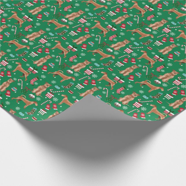 Irish Terrier Christmas dog Wrapping Paper (Corner)