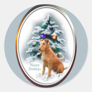 Irish Terrier Christmas Gifts Classic Round Sticker