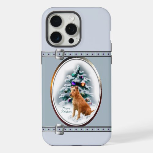 Irish Terrier Cute Blue Christmas Holidays iPhone 15 Pro Max Case