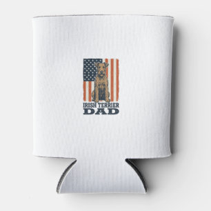 Irish Terrier Dad Patriotic Vintage Can Cooler