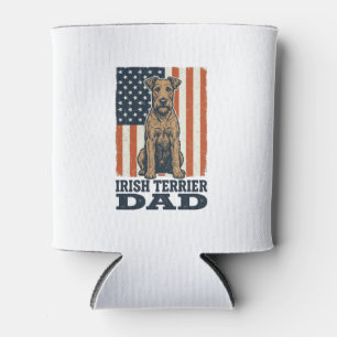 Irish Terrier Dad Patriotic Vintage Can Cooler