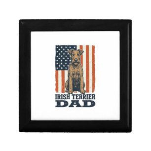 Irish Terrier Dad Patriotic Vintage Gift Box