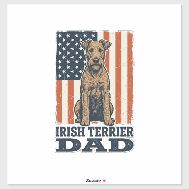 Irish Terrier Dad Patriotic Vintage Sticker (Sheet)