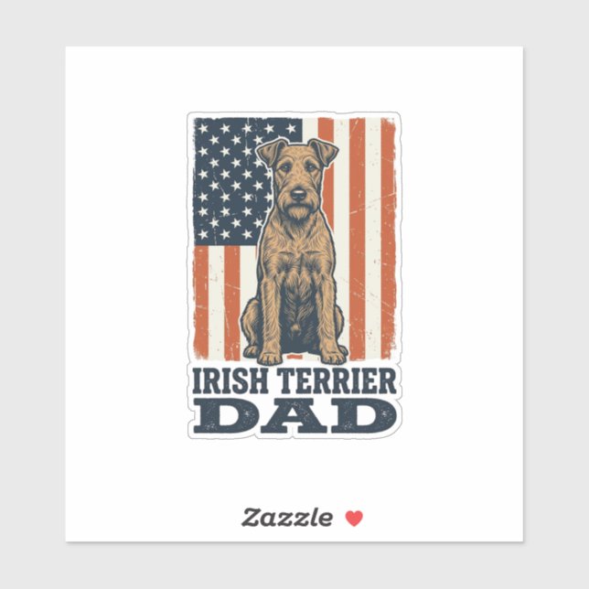Irish Terrier Dad Patriotic Vintage Sticker (Sheet)