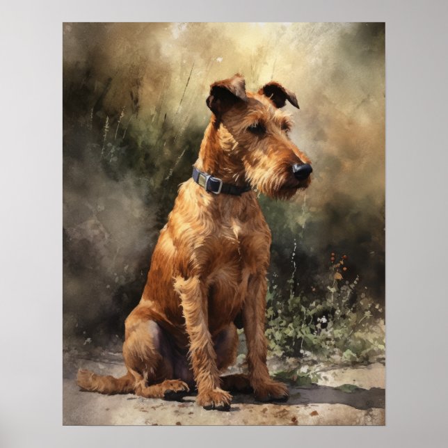 Irish Terrier Dog Art Print Poster (Front)