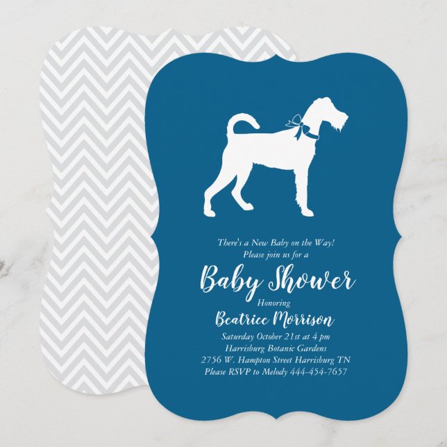 Irish Terrier Dog Baby Shower Blue Boy Invitation (Front/Back)