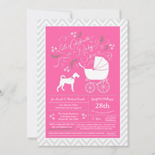 Irish Terrier Dog Baby Shower Pink Girl Invitation