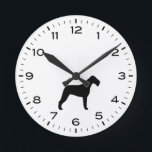 Irish Terrier Dog Breed Silhouette Round Clock<br><div class="desc">A fun wall clock for the home or office. Makes an original gift for Irish Terrier lovers. Check out Jenn’s Doodle World for even more decorative clocks and dog breed themed home decor.</div>