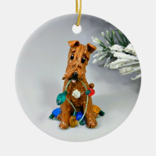 Irish Terrier Dog Ceramic Ornament