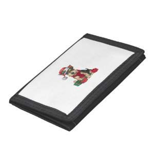 Irish Terrier Dog Christmas Parties Holiday Santa Tri-fold Wallet