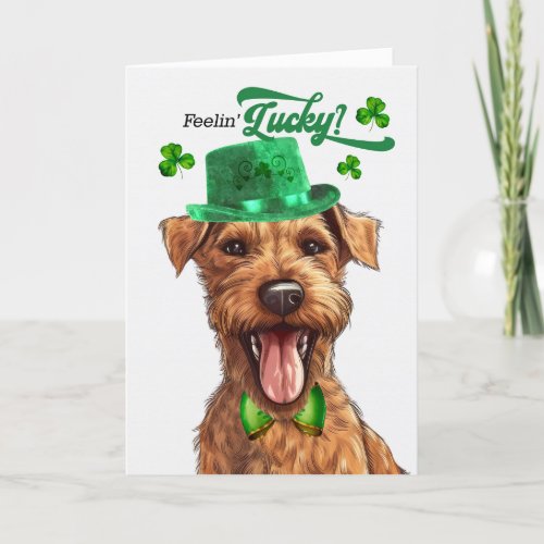 Irish Terrier Dog Feelin Lucky St Patricks Day Holiday Card