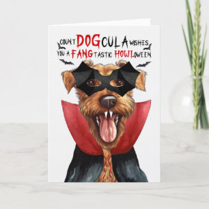 Irish Terrier Dog Funny Count DOGcula Halloween Holiday Card