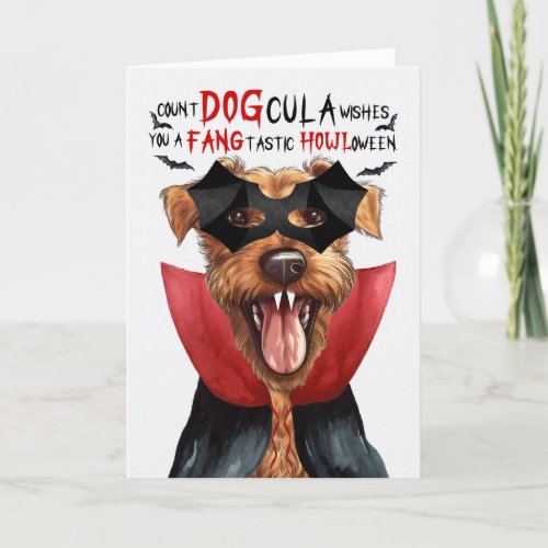 irish Terrier Dog Funny Count DOGcula Halloween Holiday Card