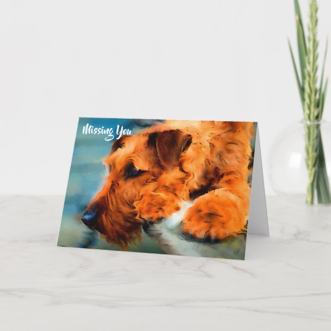 Irish Terrier Dog Missing You Blank Inside Note Card (Front)