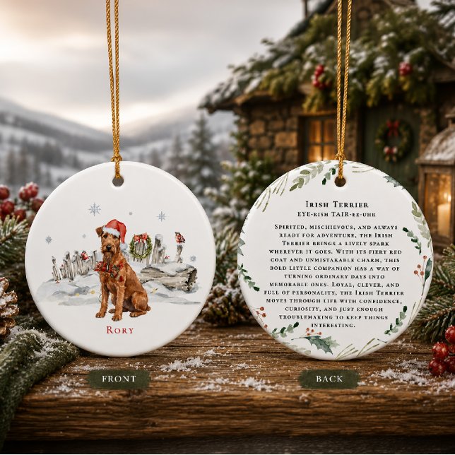Irish Terrier Dog Monogram Ceramic Ornament (Creator Uploaded)