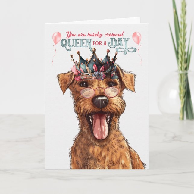 Irish Terrier Dog Queen Day Funny Birthday Card (Front)